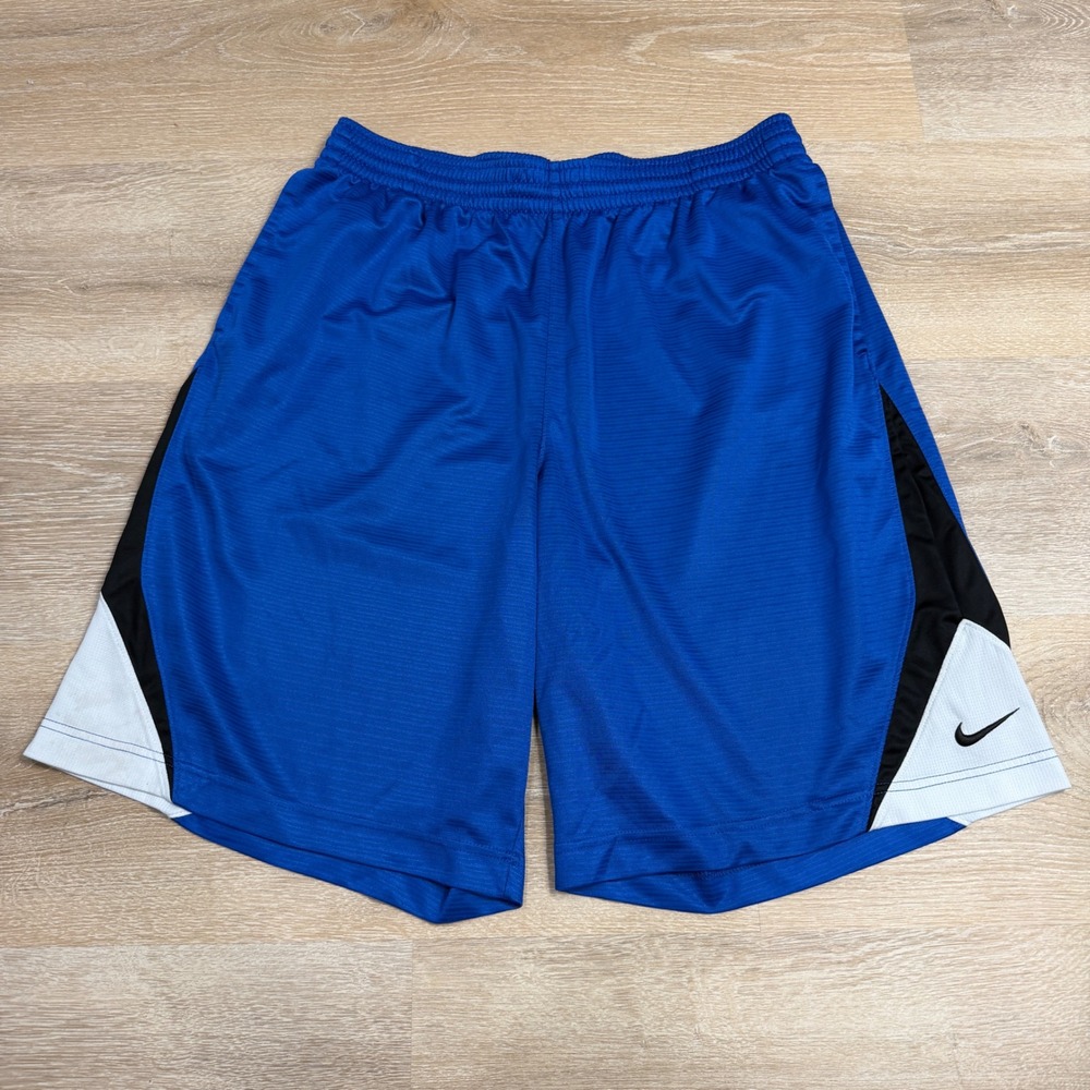 Nike Basketball Shorts Mens XXL Blue Black White Athletic Gym Mesh Swoosh
